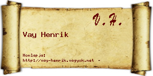 Vay Henrik névjegykártya